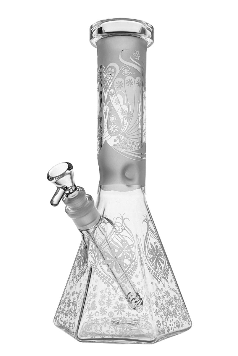GLASS HEXAGONAL "PEACOCK" 31CM BONG - SeedySide