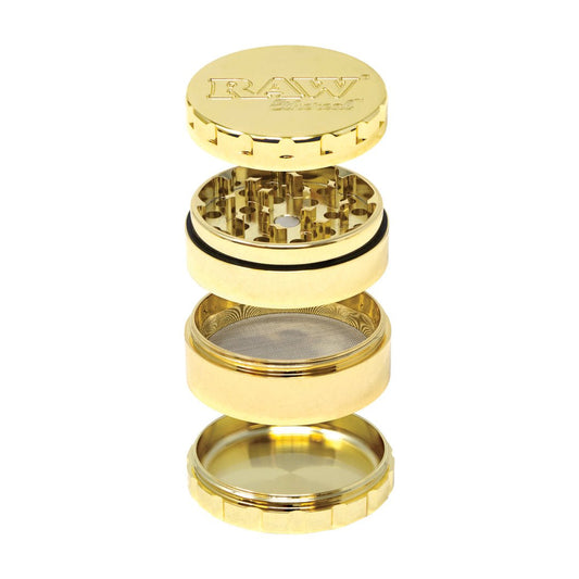 RAW ETHEREAL GRINDER STAINLESS STEEL - GOLD PLATED - SeedySide
