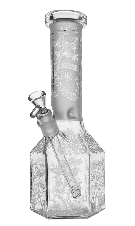 GLASS HEXAGONAL "LIZARD" 31CM BONG