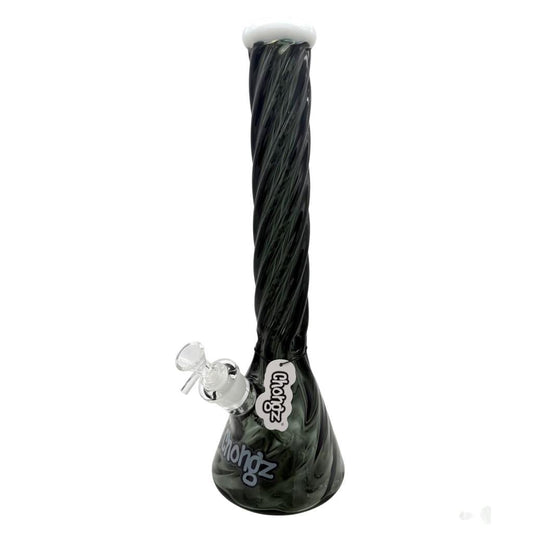 CHONGZ GLASS 40CM "TWISTED MELON" GREY BEAKER WATERPIPE - SeedySide