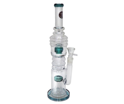 HEAVY DUTY GLASS DOUBLE PERCOLATOR BONG W 8 FINGER TREE & BALL DIFFUSER 35CM (18.8MM GRIND) - SeedySide