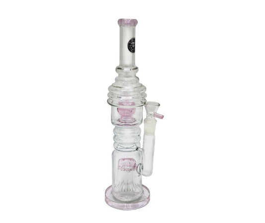 HEAVY DUTY GLASS DOUBLE PERCOLATOR BONG W 8 FINGER TREE & BALL DIFFUSER 35CM (18.8MM GRIND) - SeedySide