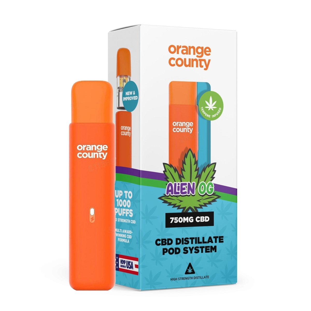 ORANGE COUNTY 1ML 750MG 75% CBD VAPE - SeedySide